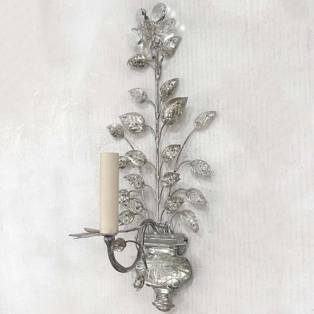 Vetro Set di applique in foglia d'argento con foglie di vetro modellato, vendute a coppia in vendita