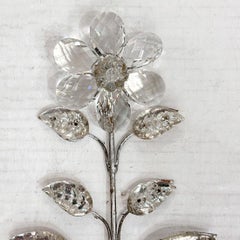 Set of Silver Leaf Sconces with Molded Glass Leaves, Sold Per Pair