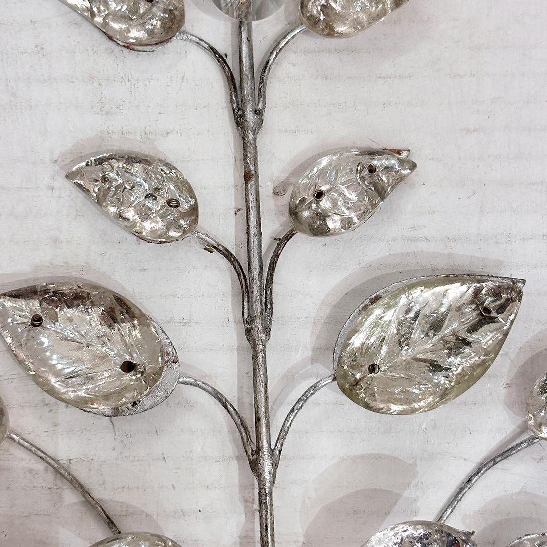 Stampato Set di applique in foglia d'argento con foglie di vetro modellato, vendute a coppia in vendita