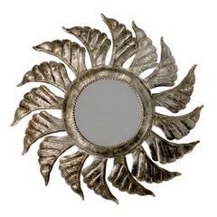 Set of Silver Leaf Sunburst Light Fixtures, Sold Individually
