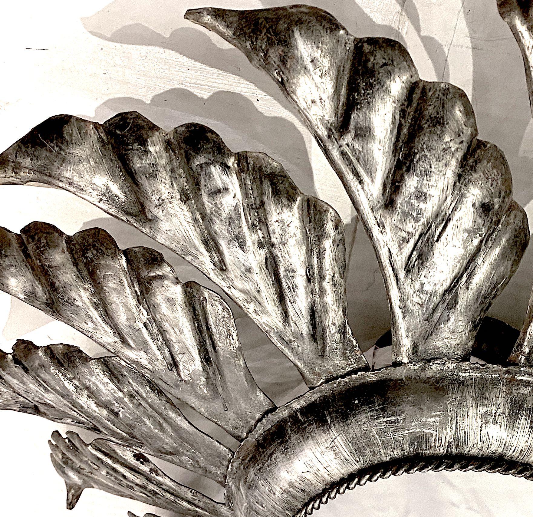 Mid-20th Century Set of Silver Leaf Sunburst Light Fixtures, Sold Individually For Sale