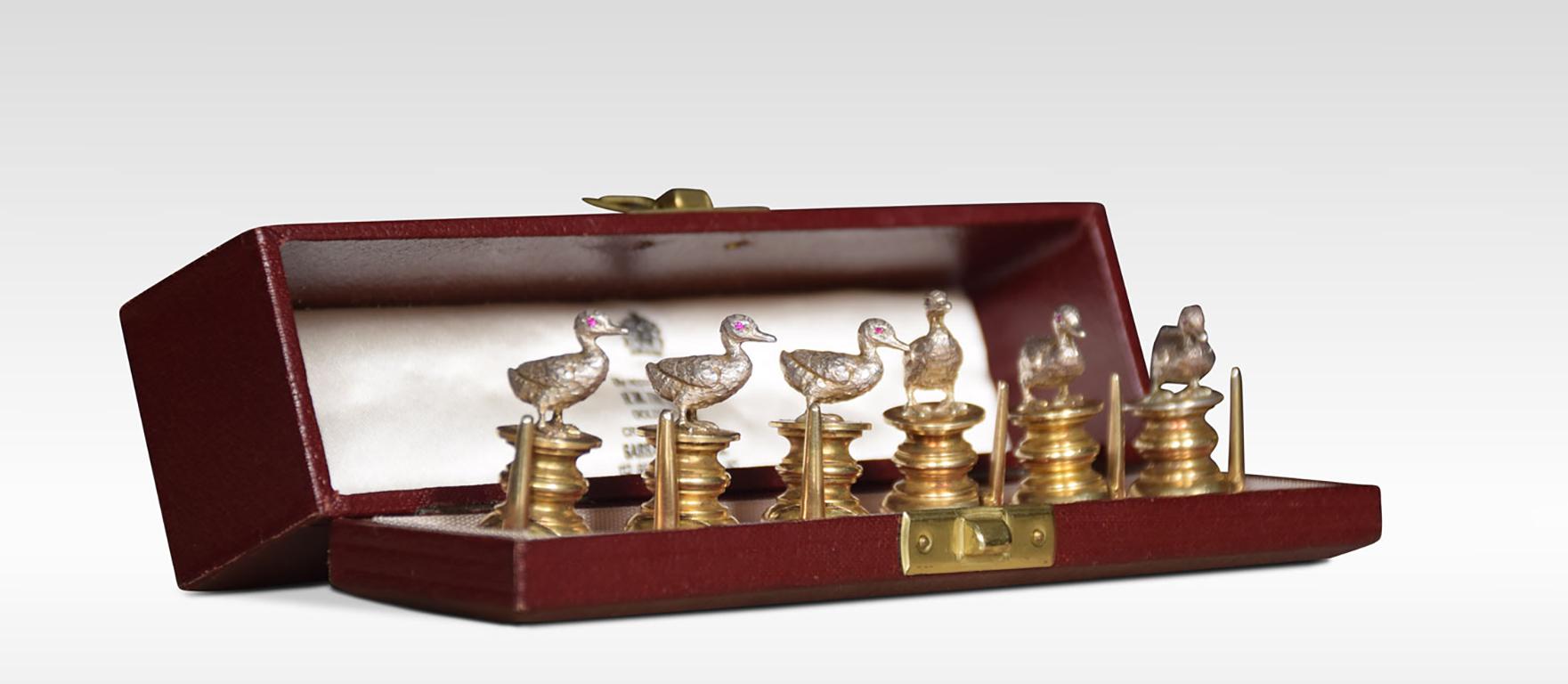 Set of Silver Menu Holders in the Form of Ducks In Good Condition In Cheshire, GB