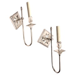 Set of Silver Plated Art Deco Sconces, Sold Per Pair