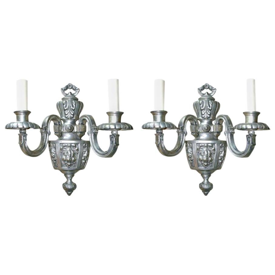 Set of Silver Plated Bronze Sconces, Sold Per Pair For Sale