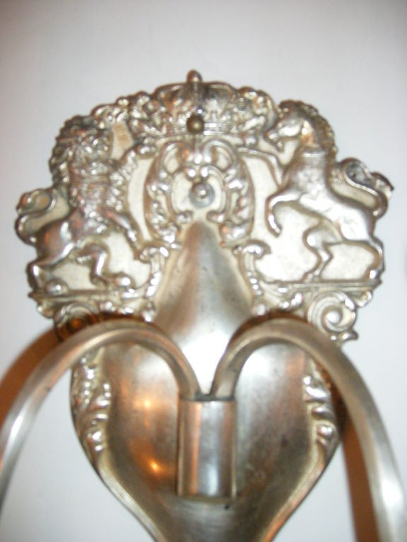 Early 20th Century Set of Silver Plated English Sconces, Sold in Pairs For Sale