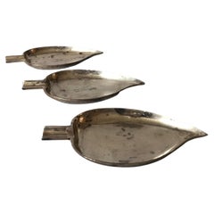 Retro Set of Silver Plated Leaf Dishes