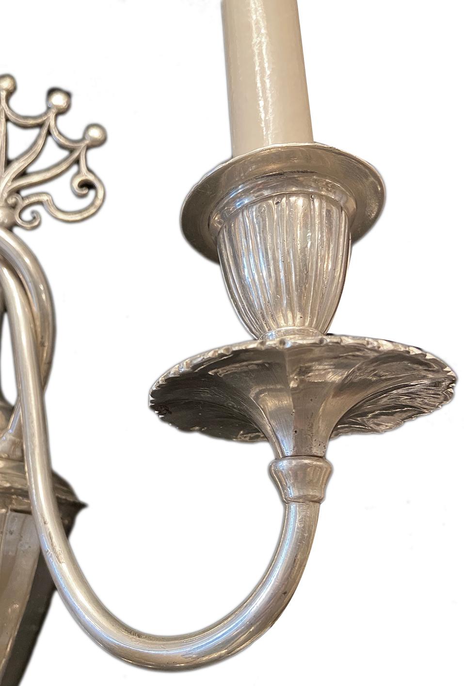 English Set of Silver Plated Neoclassic Sconces, Sold Per Pair For Sale
