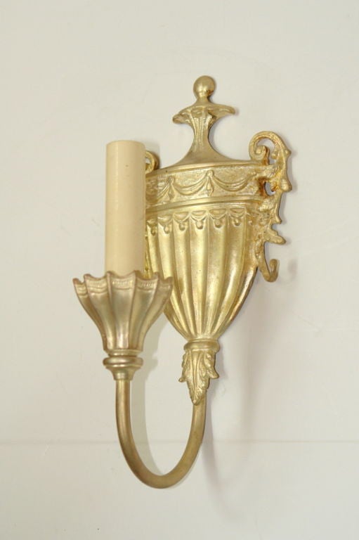 English Set of Silver Plated Neoclassic Sconces, Sold Per Pair For Sale