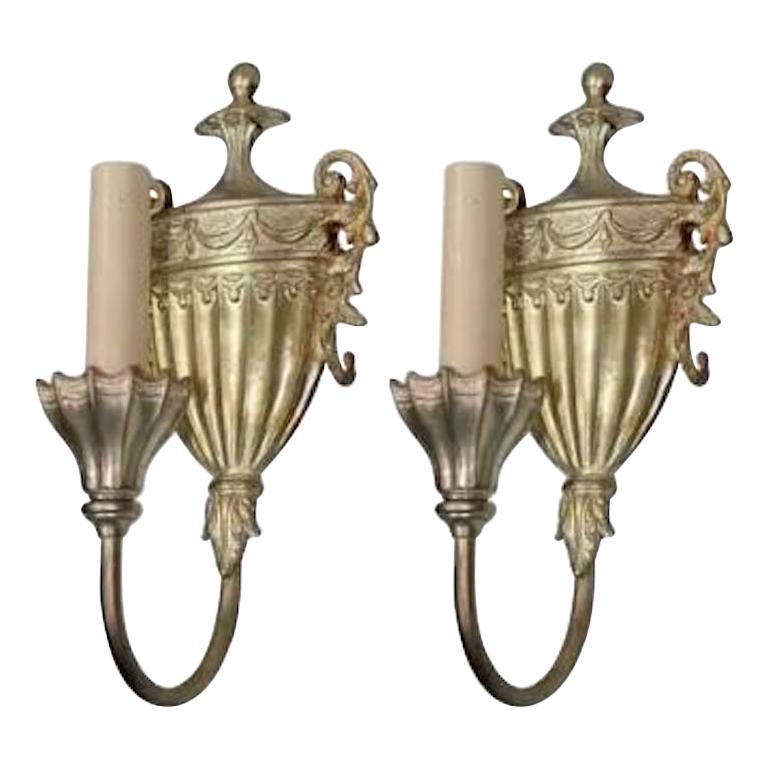 Set of Silver Plated Neoclassic Sconces, Sold Per Pair For Sale