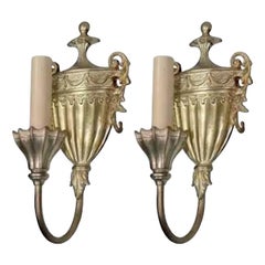 Antique Set of Silver Plated Neoclassic Sconces, Sold Per Pair