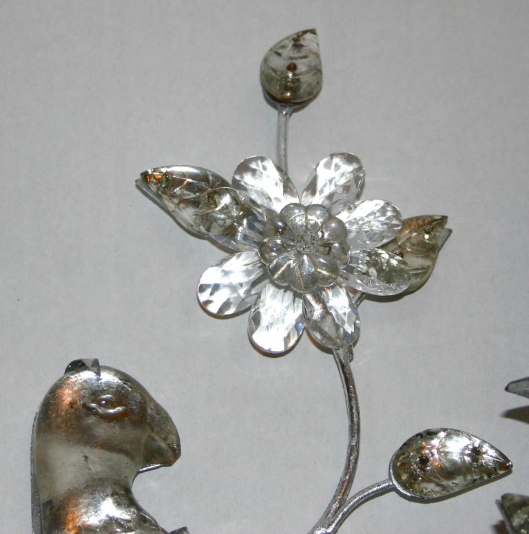 Molded Set of Silver Plated Parrot Sconces, Sold Per Pair For Sale