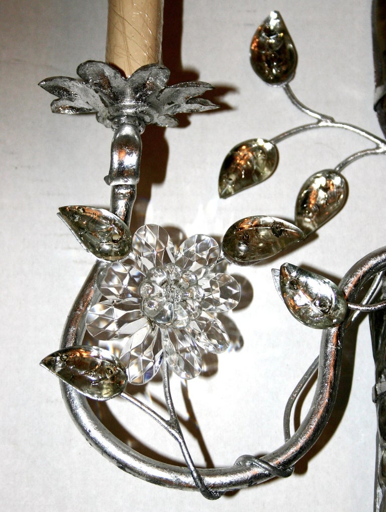 Mid-20th Century Set of Silver Plated Parrot Sconces, Sold Per Pair For Sale