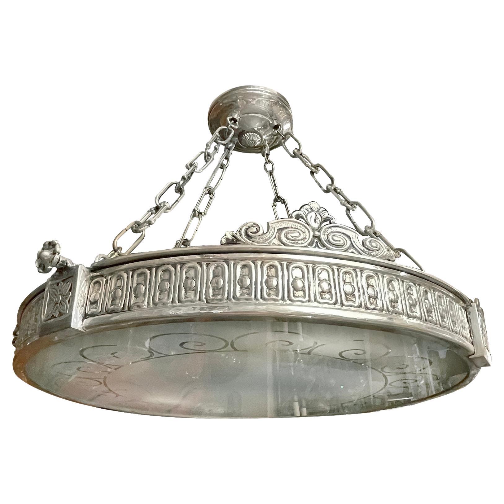 Set of Silver Plated Pendant Light Fixtures, Sold Individually For Sale