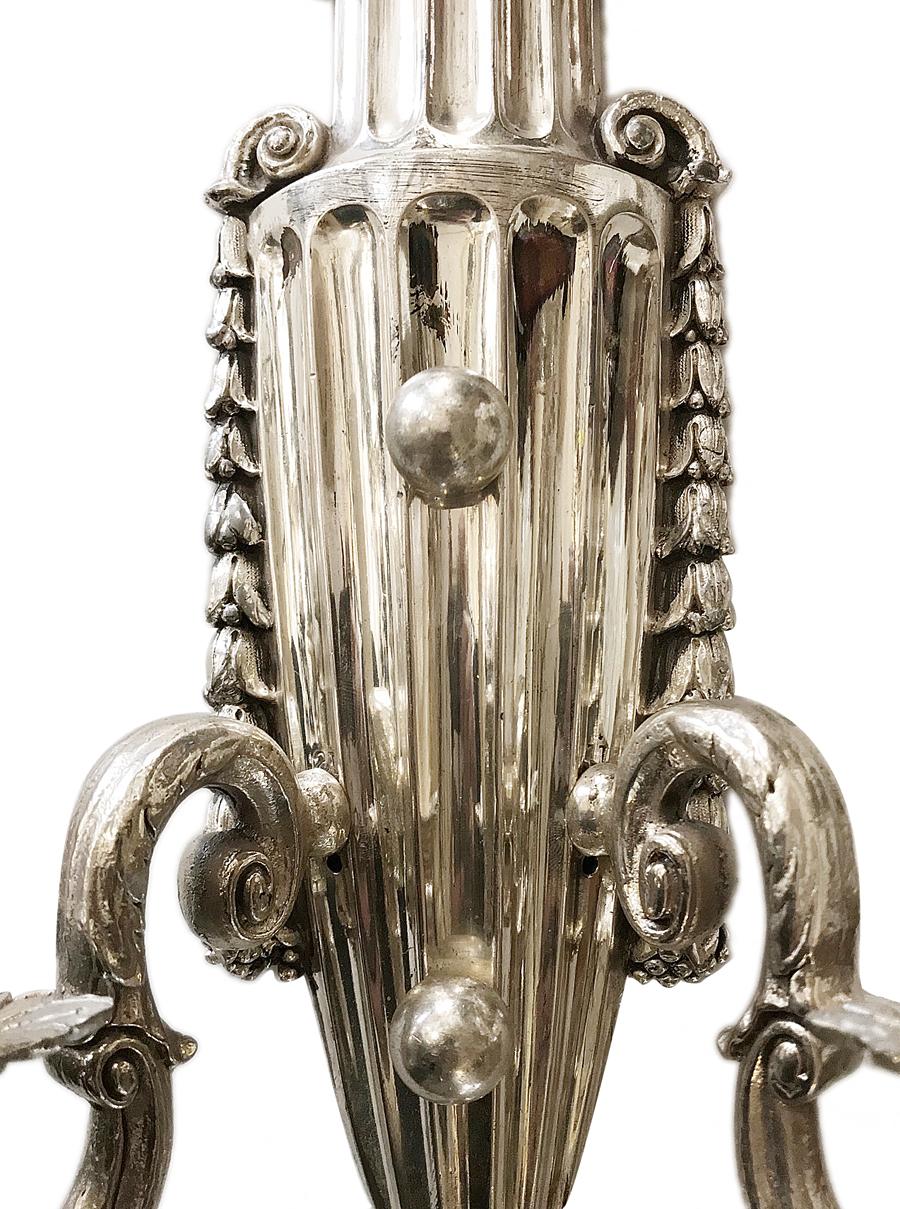 Early 20th Century Set of Silver-Plated Sconces, Sold in Pairs For Sale