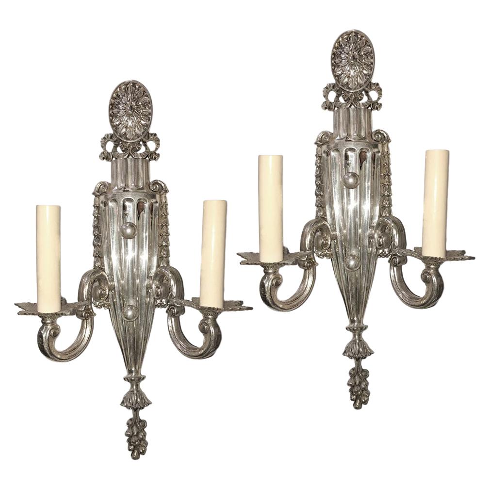 Set of Silver-Plated Sconces, Sold in Pairs For Sale
