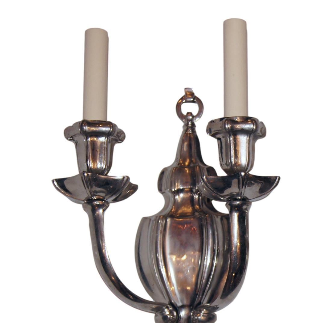 American Set of Silver Plated Sconces, Sold Per Pair For Sale