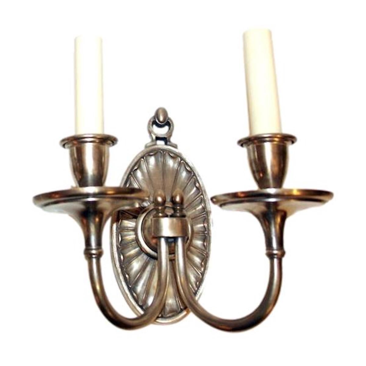 Set of Silver Plated Sconces, Sold Per Pair In Good Condition For Sale In New York, NY