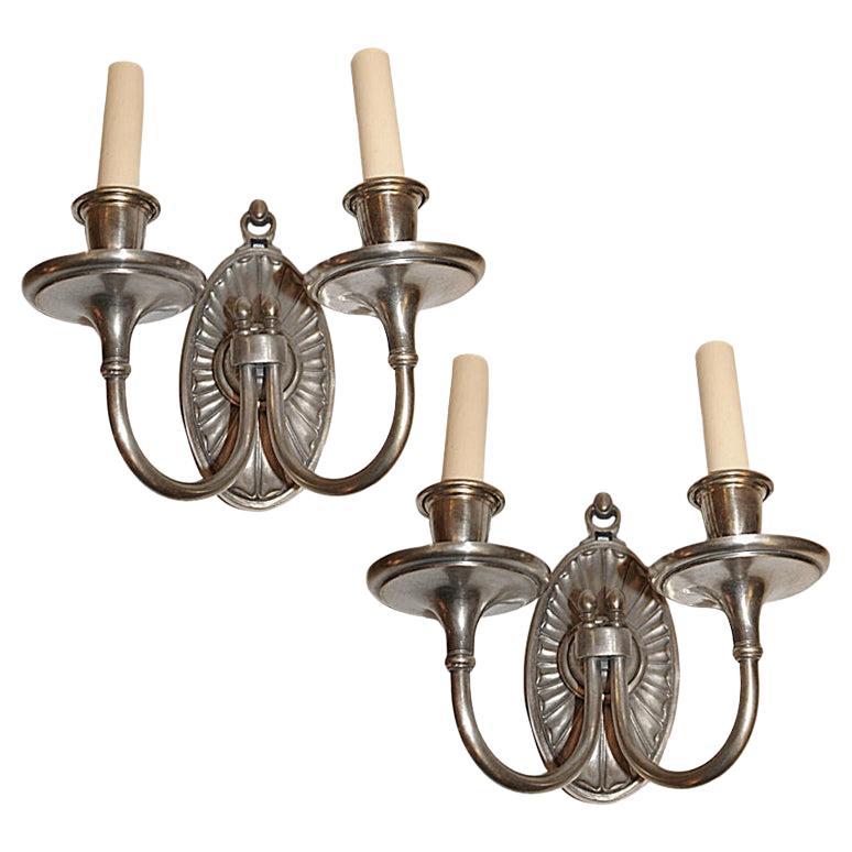 Set of Silver Plated Sconces, Sold Per Pair For Sale