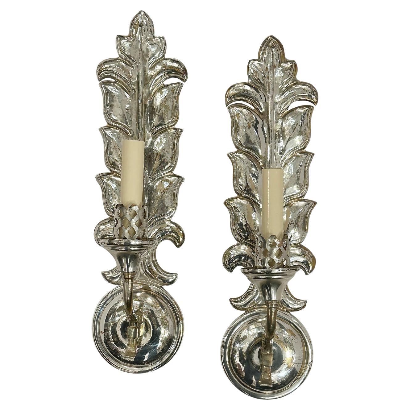 Set of Silver Plated Sconces. Sold Per Pair