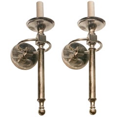 Set of Silver Plated Single Light Sconces, Sold per Pair