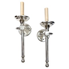 Vintage Set of Silver Plated Single Light Sconces, Sold per Pair