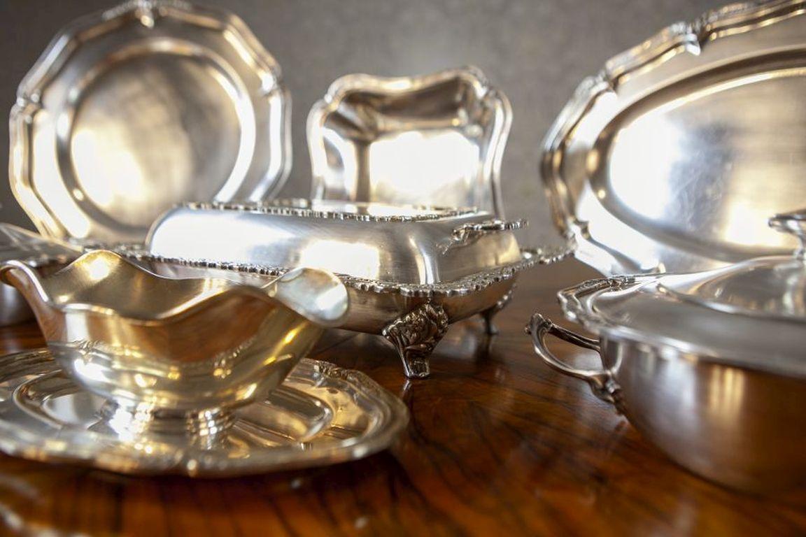 Silvered Set of Silver Plated Tableware SIVAR Hallmark From the Mid-20th Century For Sale