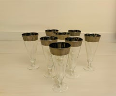Set of Silver Rimmed Clear Pilsner Glasses