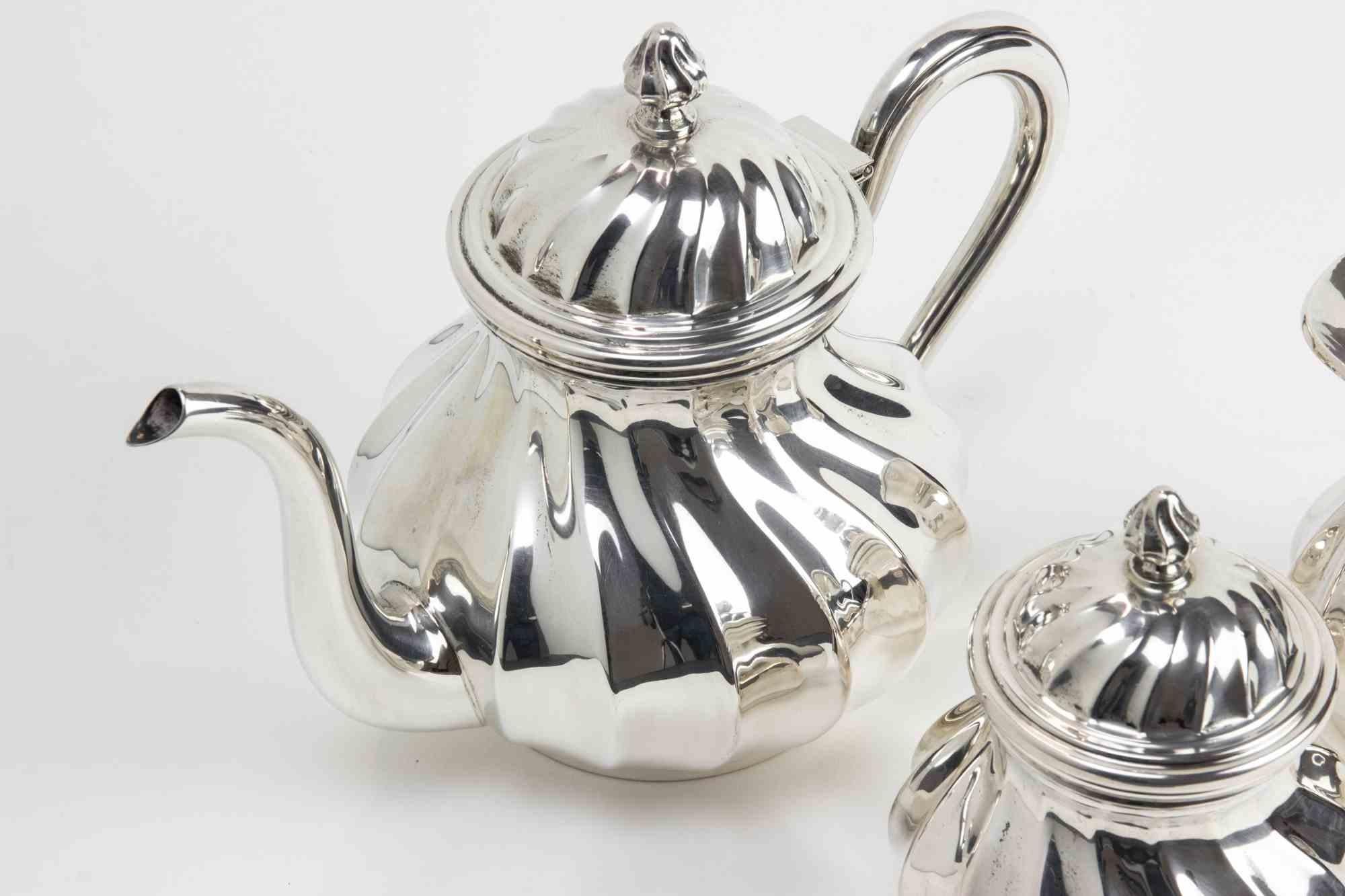 Set aus silberner Teekanne, Zuckerschale und Krug aus Silber von Argenterie Greggio, Italien, 1970er Jahre im Zustand „Gut“ im Angebot in Roma, IT