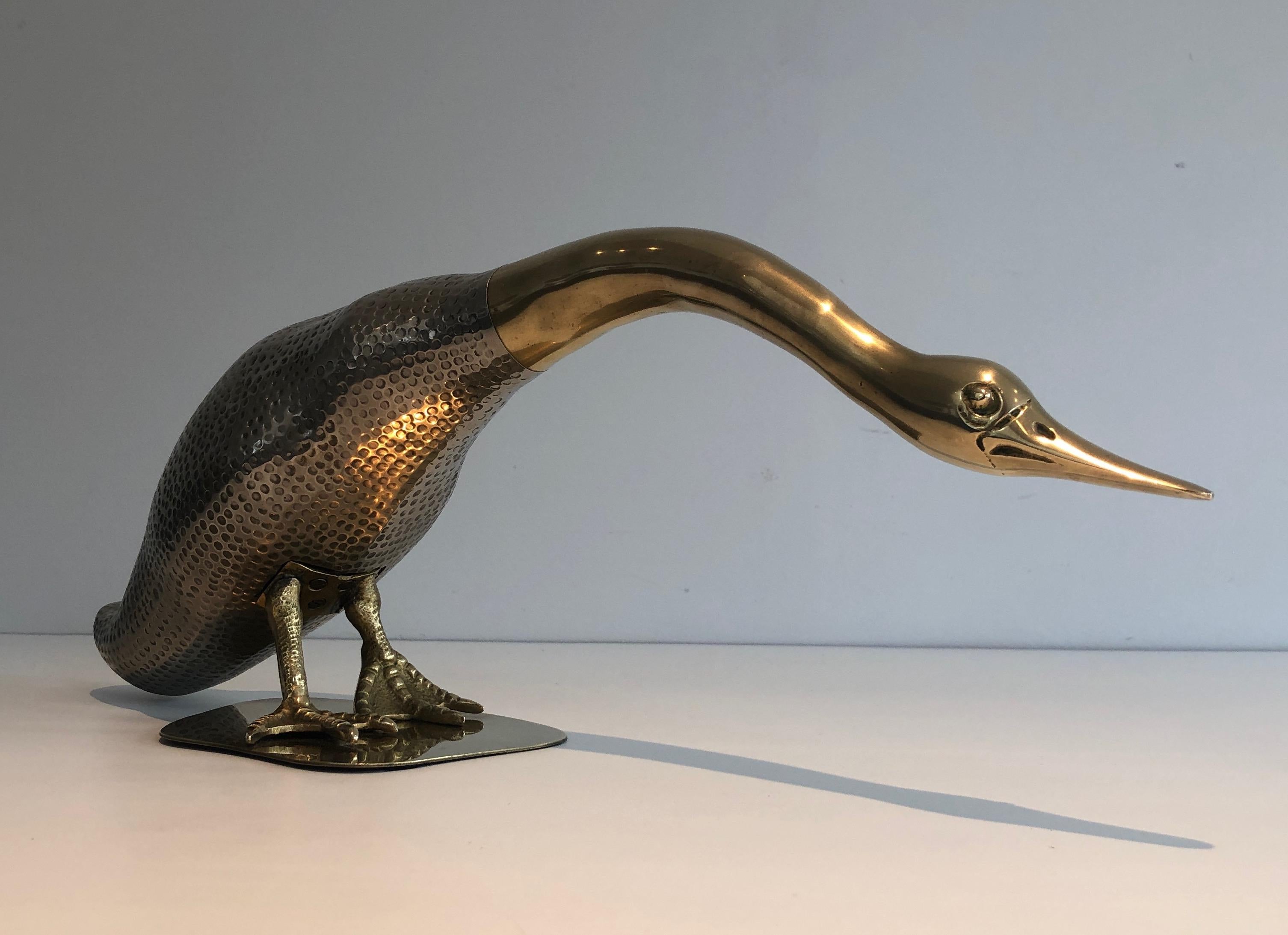 Set of Silvered and Brass Duck and Her Ducklings, French, circa 1970 For Sale 6