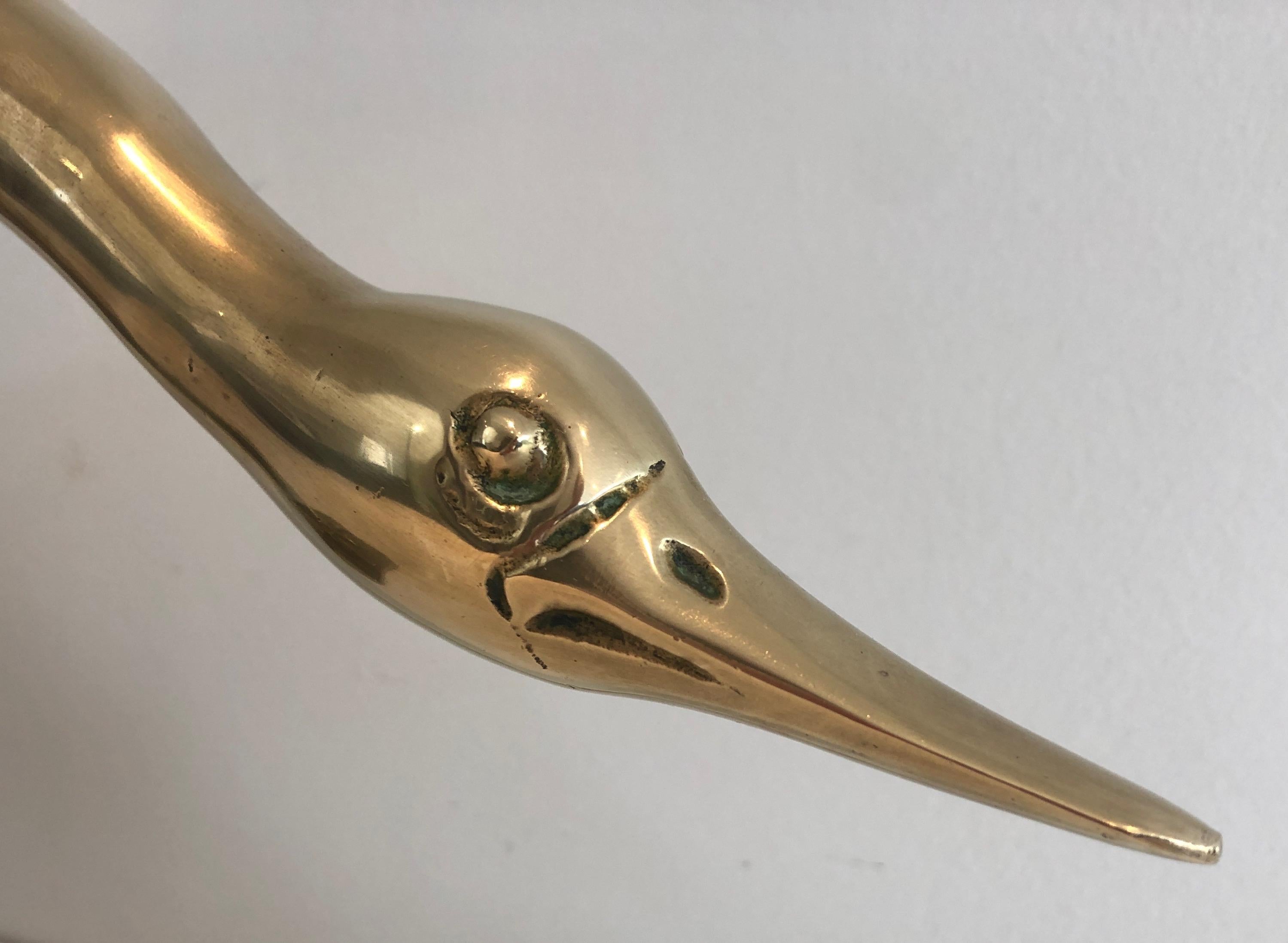 Set of Silvered and Brass Duck and Her Ducklings, French, circa 1970 For Sale 7