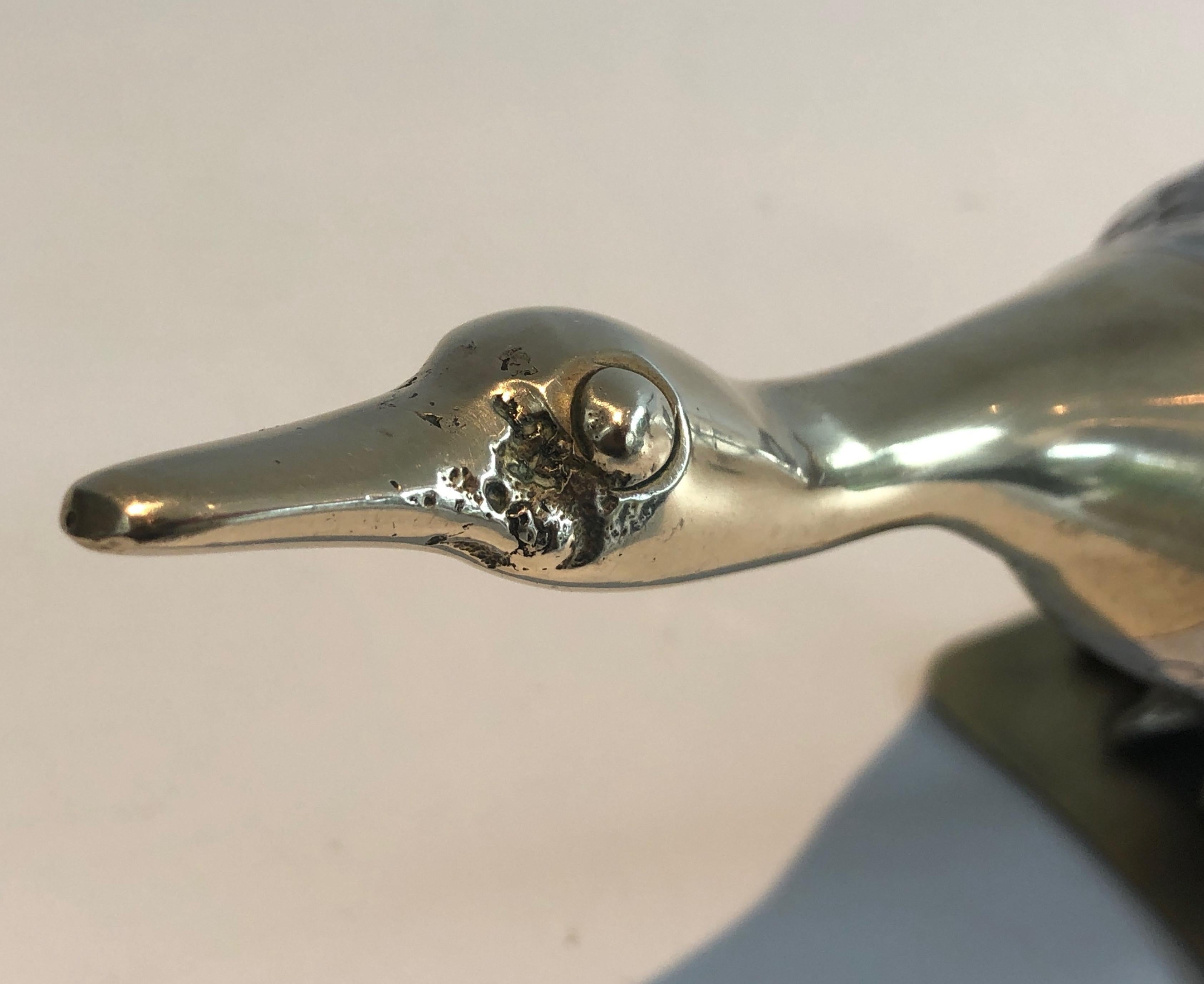 Set of Silvered and Brass Duck and Her Ducklings, French, circa 1970 For Sale 8