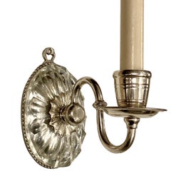 Set of Single Light Silver Sconces, Sold Per Pair