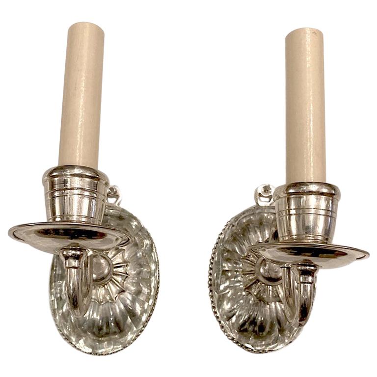 English Set of Single Light Silver Sconces, Sold Per Pair For Sale