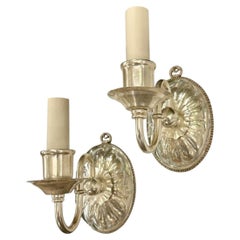 Set of Single Light Silver Sconces, Sold Per Pair