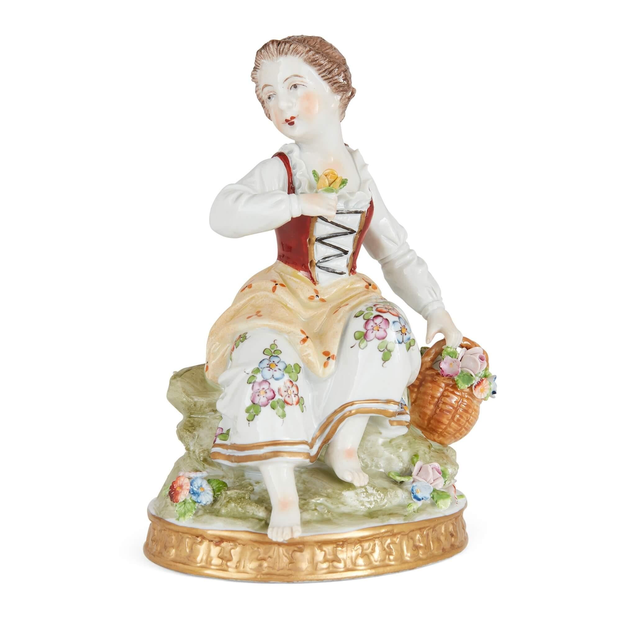 German Set of Sitzendorf Porcelain Figures of the Four Seasons For Sale