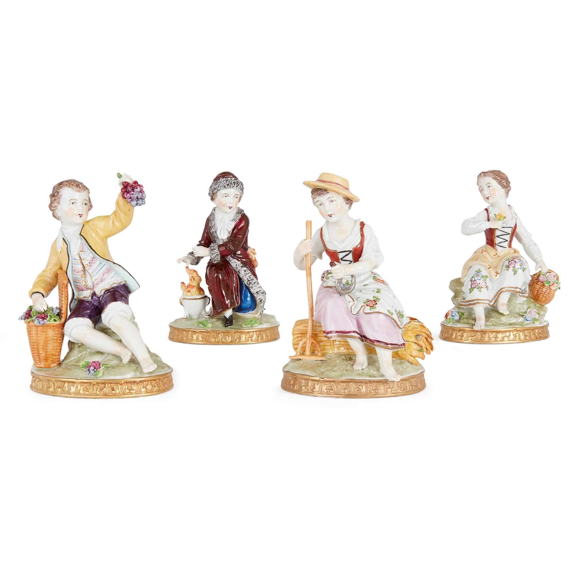 Conjunto de figuras de porcelana Sitzendorf de las Four Seasons