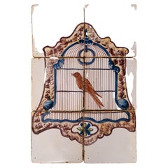 Ensemble de six A.I.C. Carreaux en forme de cage d'oiseau de Delft