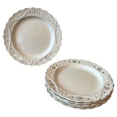 Set of Six 18th Century English Leeds Creamware Plates