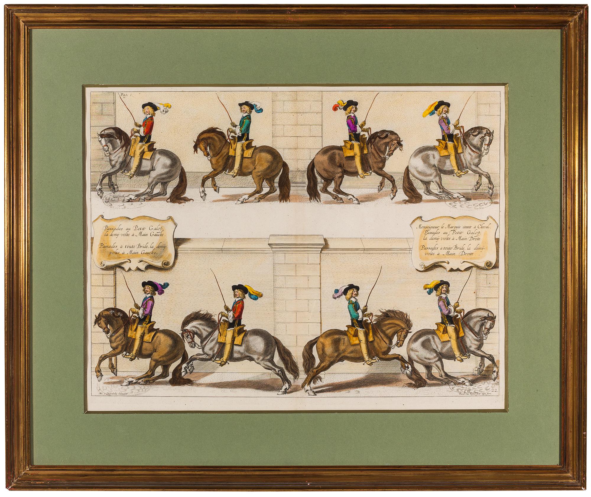 Set of Six 18th Century Equestrian Engravings of Dressage, after Diepenbeeck In Good Condition In Madrid, ES