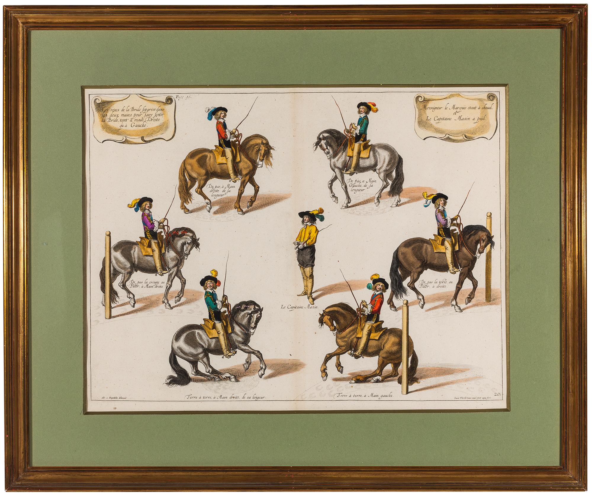 Paper Set of Six 18th Century Equestrian Engravings of Dressage, after Diepenbeeck