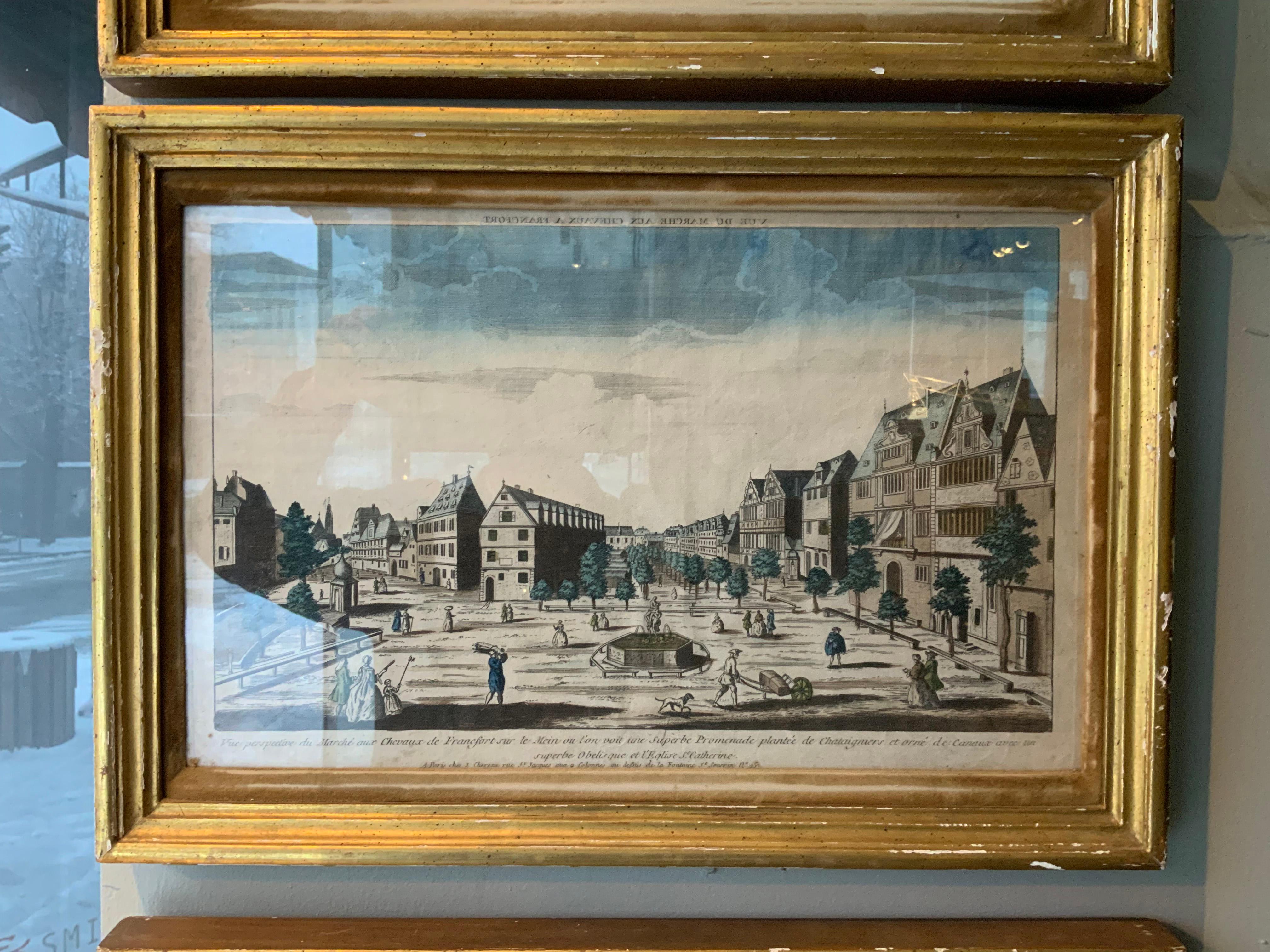 Set of Six 18th Century Gilt Framed Engravings of European Cities 1