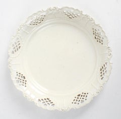 Set of Six 18th Century Pierced English Creamware Plates, Leeds