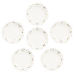 Set of Six 18th Century Pierced English Creamware Plates, Leeds