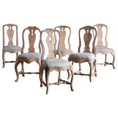 Antique Set of Six 18th Century Swedish Rococo Chairs