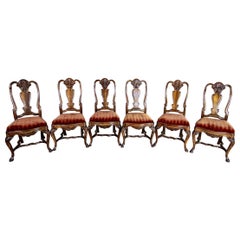 Antique Set of Six 18th Century Walnut Chairs
