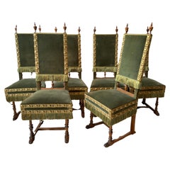 Set Of  Six 1900s  English Lion Paw Dining Chairs