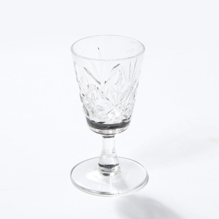 Set of Six 1930s Art Deco Cut Translucent Glass Shot Glasses at 1stDibs