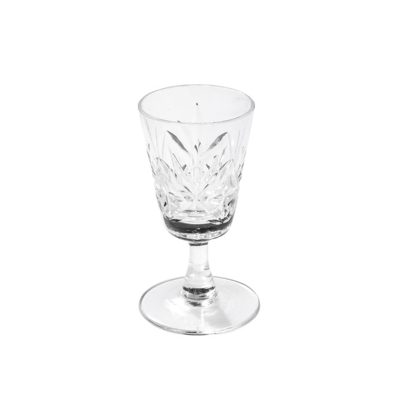 Set of Six 1930s Art Deco Cut Translucent Glass Shot Glasses at 1stDibs