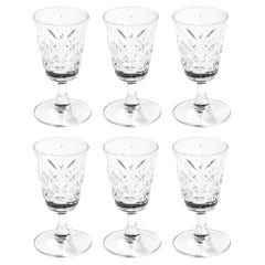 Set of Six 1930s Art Deco Cut Translucent Glass Shot Glasses