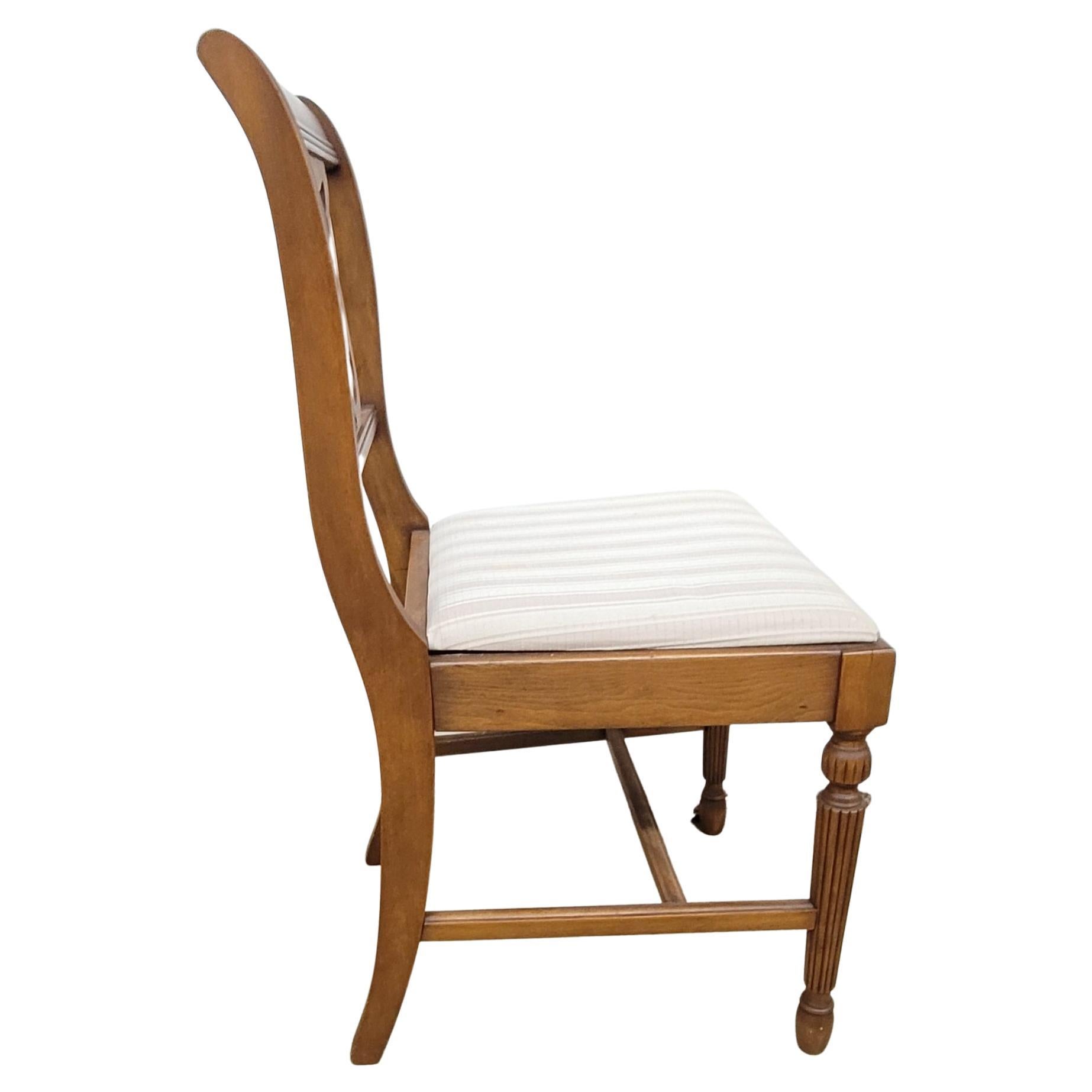 American Set of Six 1930s Refinished Lyre-Back Mahogany and Upholstered Dining Chairs For Sale